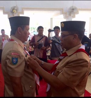 Junaidi Adjam ditetapkan selaku Ketua Pengurus Kwartir Cabang Gerakan Pramuka Lingga periode 2017-2022.